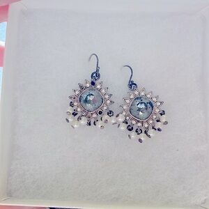 Grey blue and pearl earrings